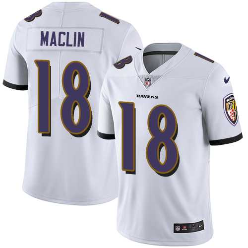 Nike Baltimore Ravens #18 Jeremy Maclin Men's Nike White Vapor Untouchable Limited Player NFL Jersey,We sell and wholesale Nike Baltimore Ravens #18 Jeremy Maclin Men's Nike White Vapor Untouchable Limited Player NFL Jersey on line form chian!